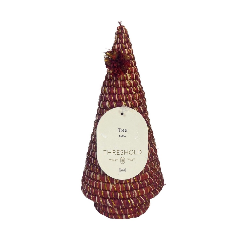 Threshold Raffia Tree Red Cream Gold Metallic Handcrafted Rwanda 9.5in